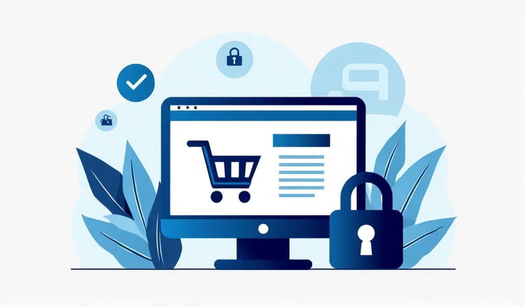 Secure online shopping experience with a padlock icon